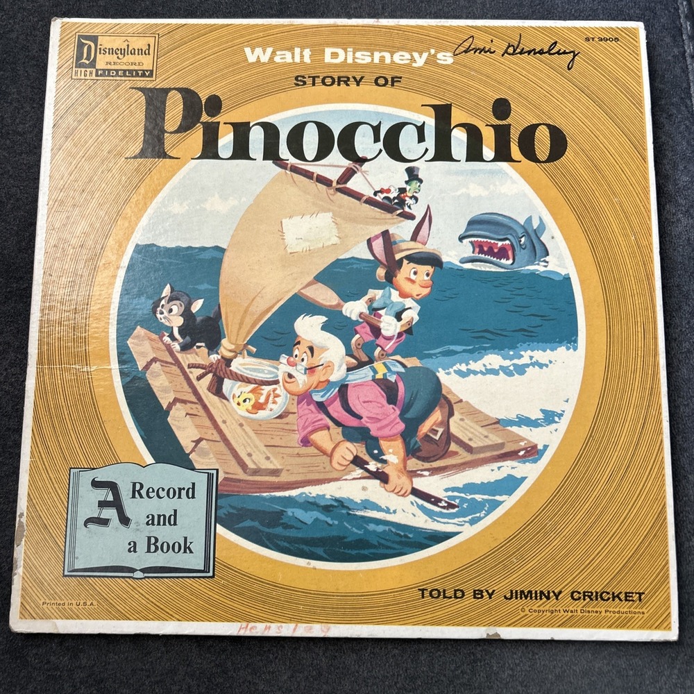 WALT DISNEY - Story of Pinocchio - LP 1st 1957 Disneyland ST-3905 Booklet MONO